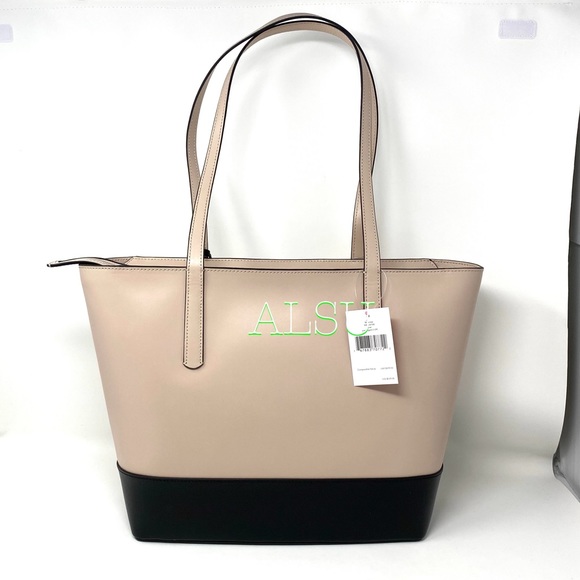 Kate ♠️ Spade Briel Large Tote Leather Beige Black - Picture 4 of 11